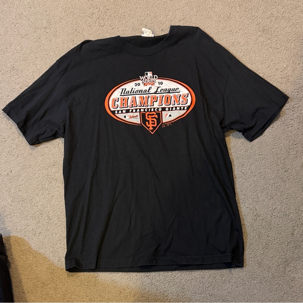 Majestic Black and Orange SF Giants  2010 NL Champ Tee XL